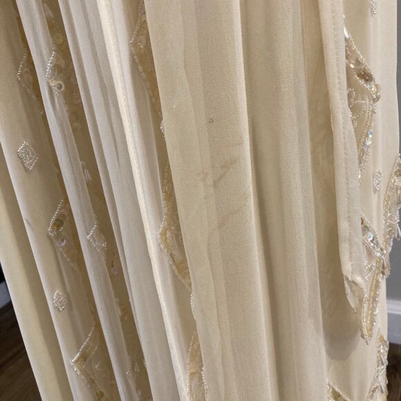Lillie Rubin Stunning Vintage Cream Silk Beaded & Sequined Evening Dress Size 6 - Picture 9 of 14